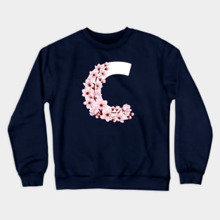 Colorful capital letter C patterned with sakura twig Crewneck Sweatshirt